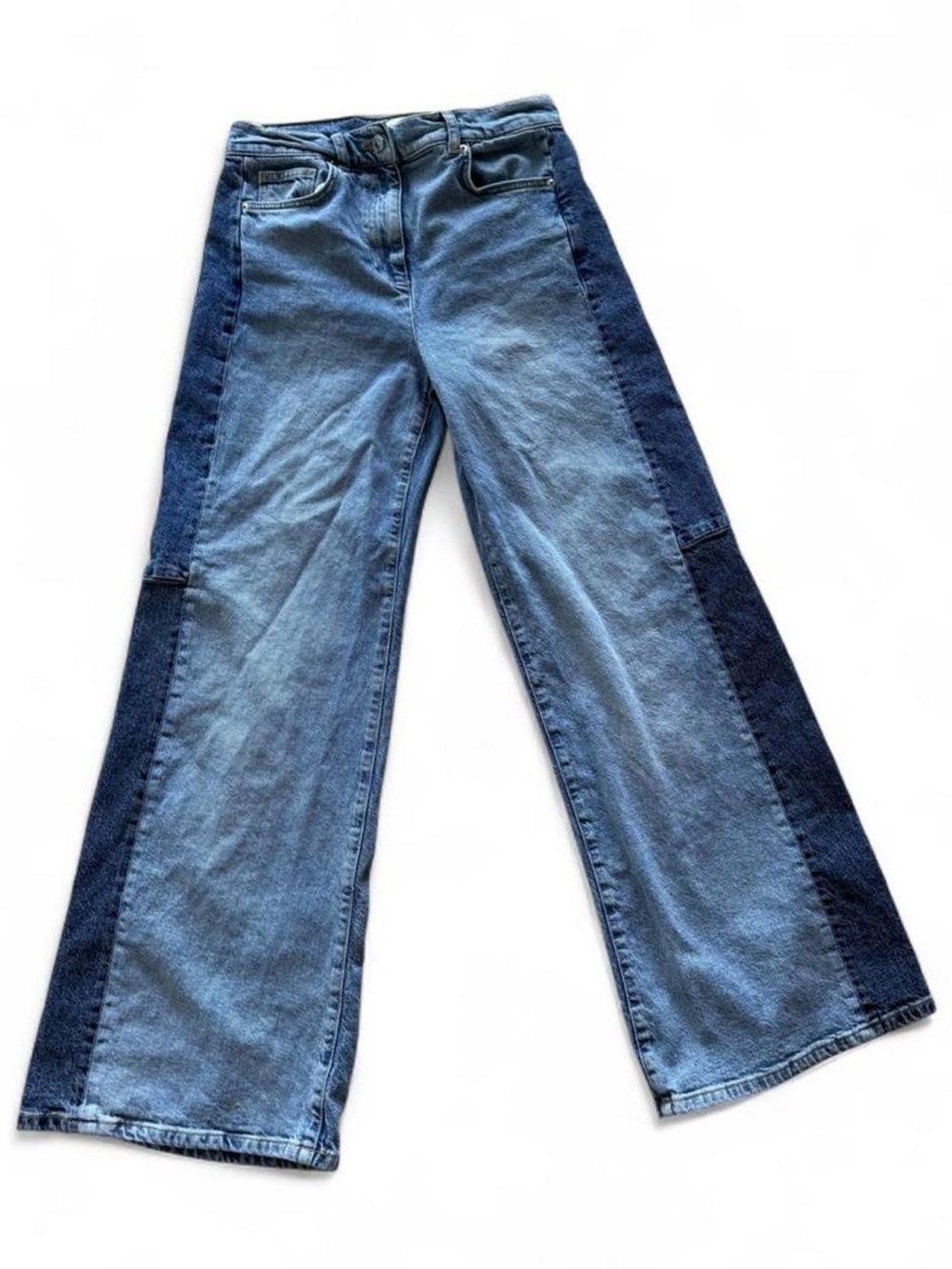 Reiss Two-Tone Blue Wide-Leg Jeans
